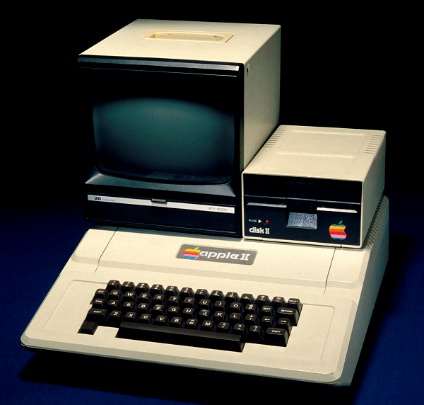 Original Apple II with disk drive and monitor